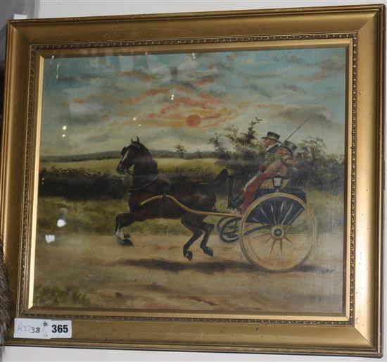 Late 18th century English School Driving to Catch the Night Mail 32 x 40cm